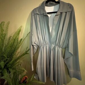 Norma Kamali Shimmering Silver Dress Jacket.